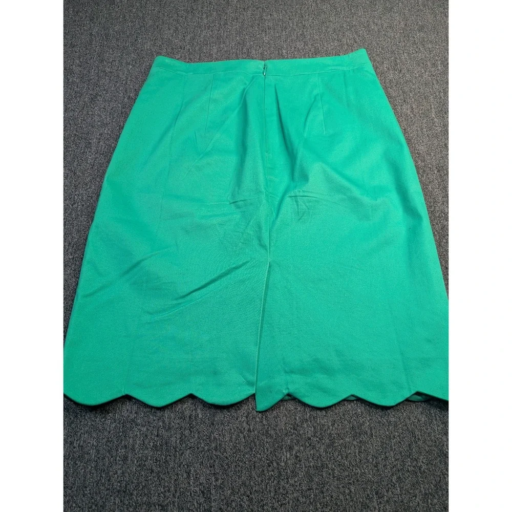 J.Crew Womens Green Scalloped‎ Hem Pencil Skirt Size 4 Stretch Cotton Blend